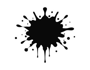 abstract black ink blot with splashes and drips, ideal for adding a dynamic and edgy touch to your designs. high-quality image for use in posters, flyers, and digital artwork