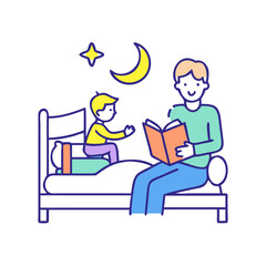 bedtime story session vector icon, bedtime story session vector illustration - simple illustration of bedtime story session, perfect for logos bedtime story session 