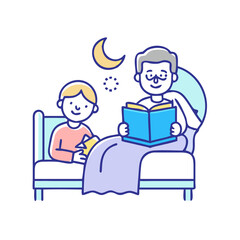 bedtime story session vector icon, bedtime story session vector illustration - simple illustration of bedtime story session, perfect for logos bedtime story session 
