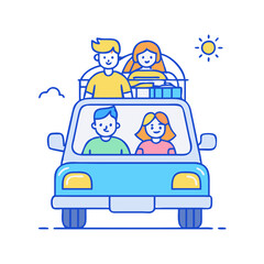 family car trip vector icon, family car trip vector illustration - simple illustration of family car trip, perfect for logos family car trip 