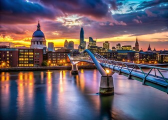 Obraz premium London Millennium Bridge & Tate Modern Twilight Cityscape - Urban Exploration Photography