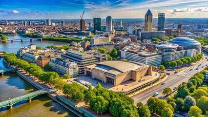 Obraz premium London South Bank Centre Aerial View, National Theatre & River Thames