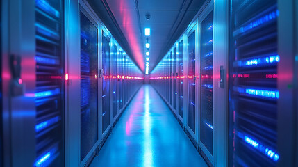 Fototapeta premium Cryogenic Cooling Chamber Interior With Illuminated Technology Equipment in a High-Tech Facility
