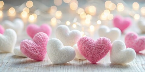 Obraz premium Long Exposure Photo of White and Pink Heart Decorations on a Blank Canvas