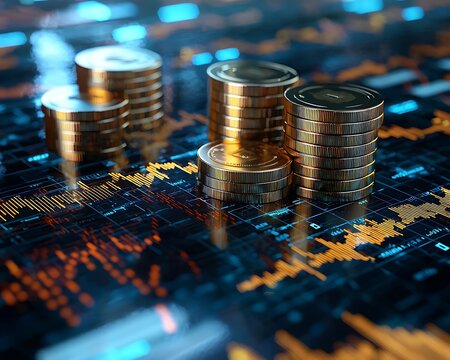 Abstract representation of wealth through tech-inspired graphs