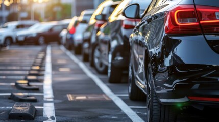 A car parked in an outdoor parking lot, representing used car sales, rental services, and...