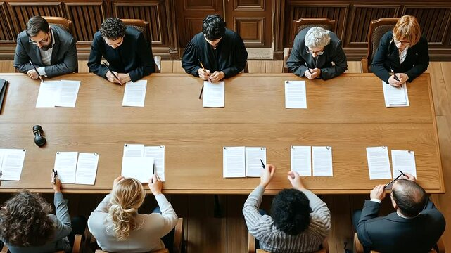 Courtroom Layout with Judge Lawyers Jury and Spectators