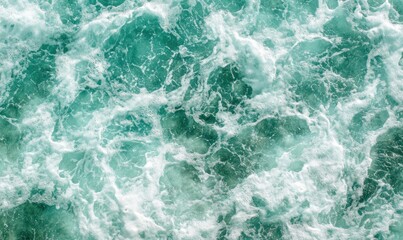 Ocean waves, white foam, aerial view, turquoise water, background texture