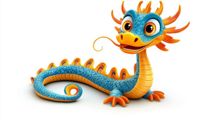 Fototapeta premium chinese dragon cartoon clipart on white background