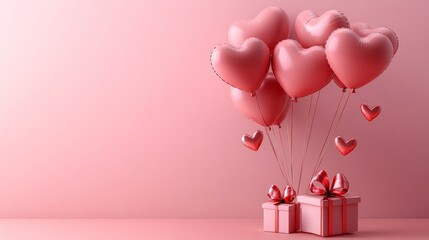 pink gift box with balloons pink valetine
