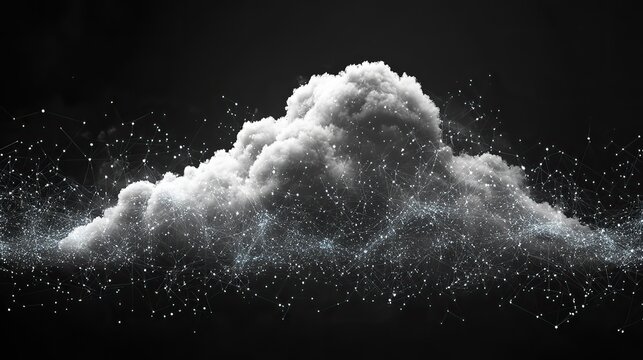 Cloud computing with interconnected lines symbolizes global networks, future technology, communication, cybersecurity, big data, and digital transformation