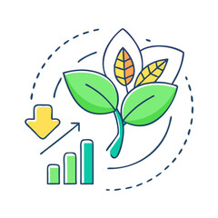 leaf with growth sustainability icon