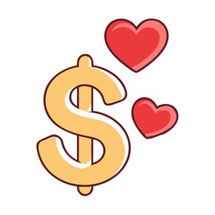 dollar sign with heart vector icon,dollar sign with heart vector illustration - simple illustration of dollar sign with heart ,perfect for logos dollar sign with heart 
