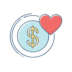 dollar sign with heart vector icon,dollar sign with heart vector illustration - simple illustration of dollar sign with heart ,perfect for logos dollar sign with heart 