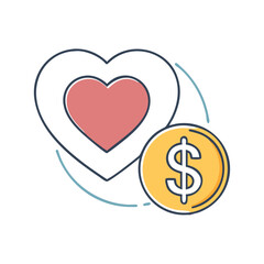dollar sign with heart vector icon,dollar sign with heart vector illustration - simple illustration of dollar sign with heart ,perfect for logos dollar sign with heart 