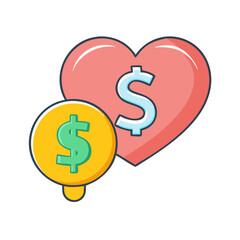 dollar sign with heart vector icon,dollar sign with heart vector illustration - simple illustration of dollar sign with heart ,perfect for logos dollar sign with heart 