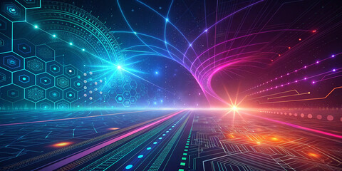 Obraz premium An Abstract Technology Background Featuring a Dynamic Network of Digital Connections