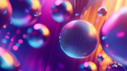 Abstract Colorful Spheres Illuminated In Vibrant Light