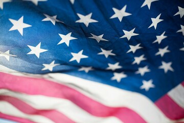 Close up photo of a waving U.S.A. flag