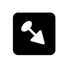 Arrow pointing to the lower-right corner, symbolizing downward diagonal movement or direction.