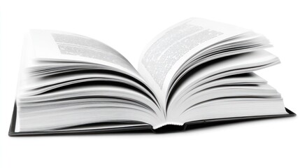 Obraz premium Open book, pages spread, white background, studio shot, education