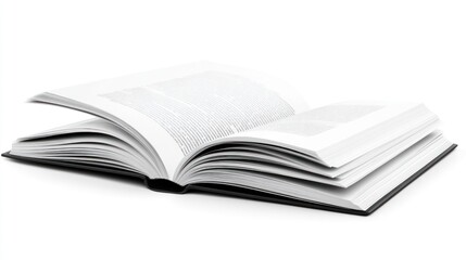 Fototapeta premium Open book pages, studio, white background, reading