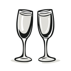 champagne Glasses simple graphic logo icon