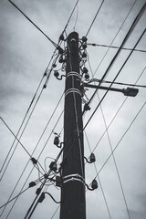 electric pole with many wires