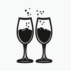 champagne Glasses simple graphic logo icon