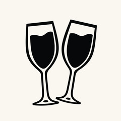 champagne Glasses simple graphic logo icon