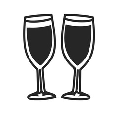 champagne Glasses simple graphic logo icon