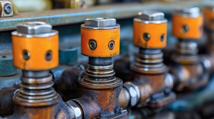 Performance car tuning advancing fuel injector upgrades for optimal combustion efficiency Stock Photo with side copy space