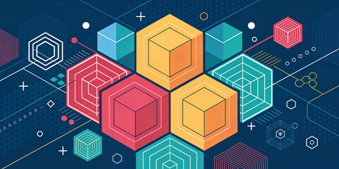 An Abstract Technology Background Featuring Block Themed Designs for a Modern Aesthetic