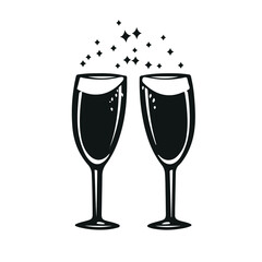 champagne Glasses simple graphic logo icon