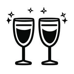 champagne Glasses simple graphic logo icon