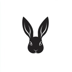 Black rabbit head logo design, isolated on white background, for branding