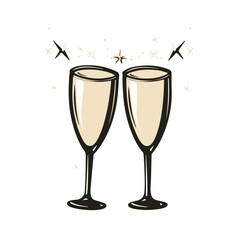 champagne Glasses simple graphic logo icon
