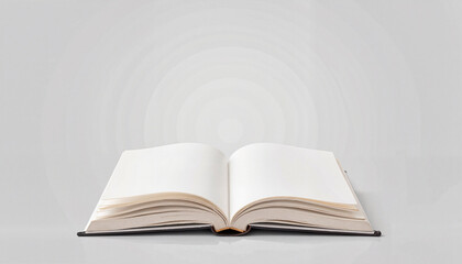 Obraz premium Open book mockup on gray background, creative possibilities