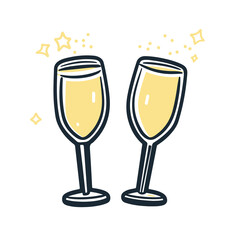 champagne Glasses simple graphic logo icon