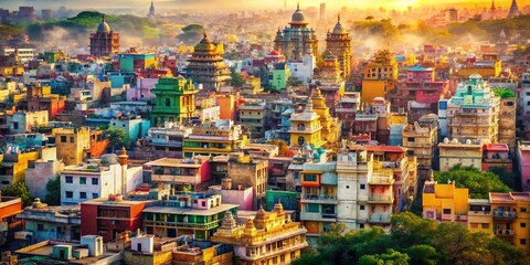 Fototapeta premium Chennai Cityscape: Aerial Double Exposure of Urban Architecture