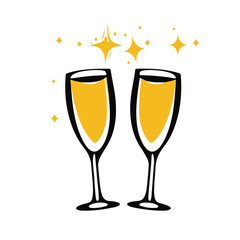 champagne Glasses simple graphic logo icon