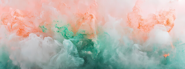 Fototapeta premium Abstract art with colorful powder explosions
