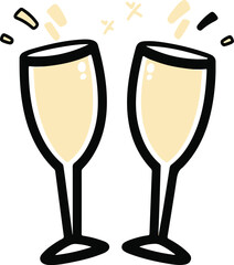 champagne Glasses simple graphic logo icon