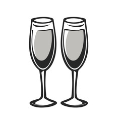 champagne Glasses simple graphic logo icon