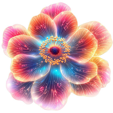 Vibrant flower illustration digital art colorful design fantasy environment macro view nature concept