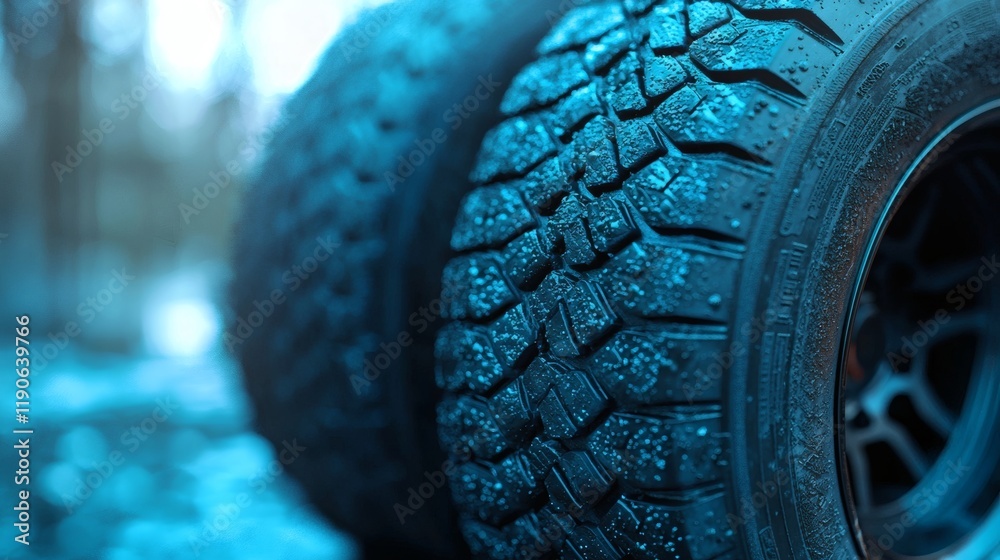 Poster eco-friendly automotive tire production emphasizing low rolling resistance for fuel efficiency stock