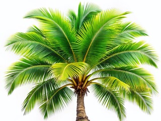 Obraz premium Macro Photography: Isolated Coastal Palm Tree, Lush Green Tropical Leaves, Vacation Vibes