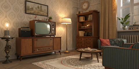 Elegant Vintage-Inspired Living Room Showcasing Antique Furnishings and Decor