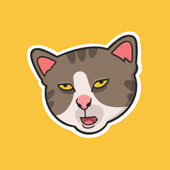 Silly Face Cat Meme Sticker Vector Cute Illustration