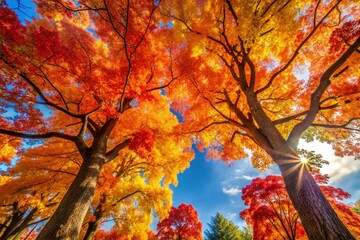Majestic Autumn Maple Trees - Vibrant Fall Foliage Landscape